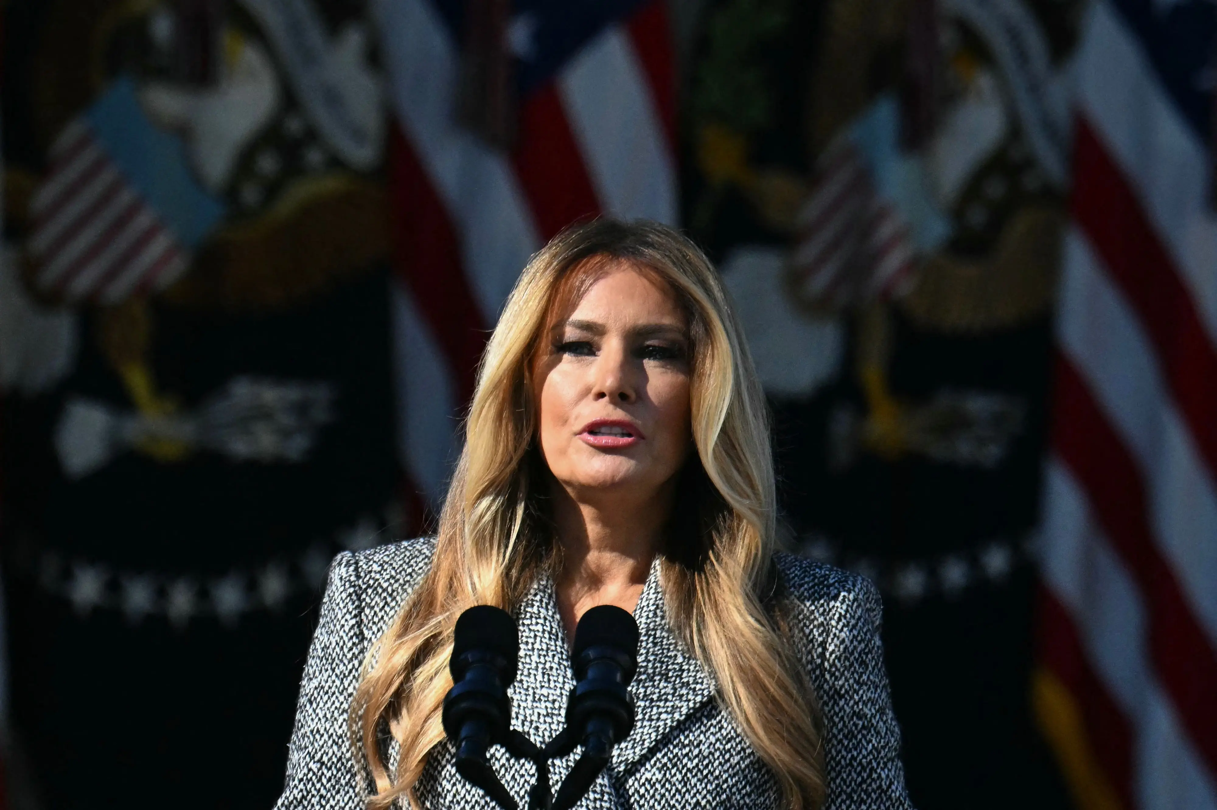 US First Lady Melania Trump. (Photo by Jim WATSON / AFP)