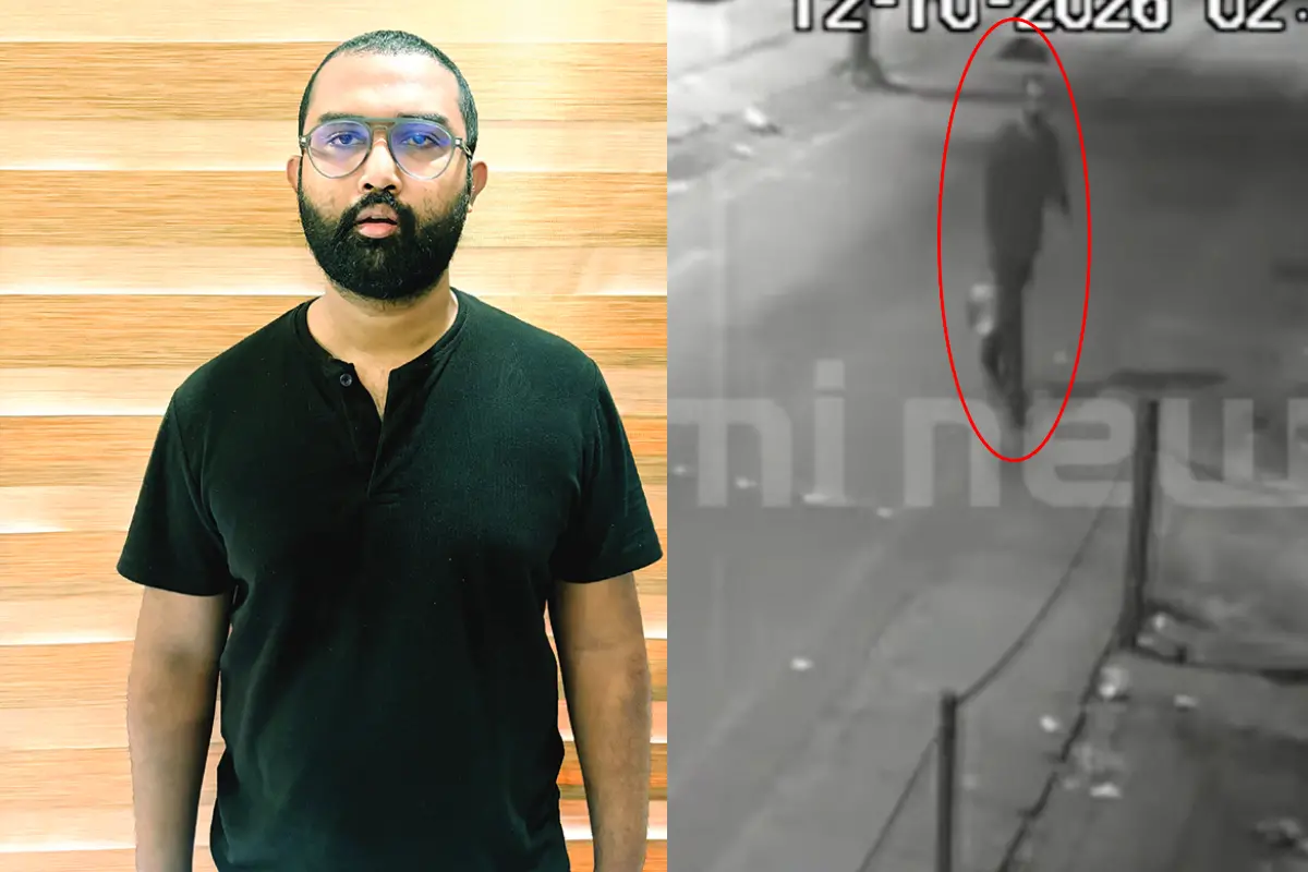 എബിൻ പി പോൾ, തീയിടുന്നതിന് തൊട്ടുമുൻപുള്ള സിസിടിവി ദൃശ്യത്തിൽ നിന്ന്
