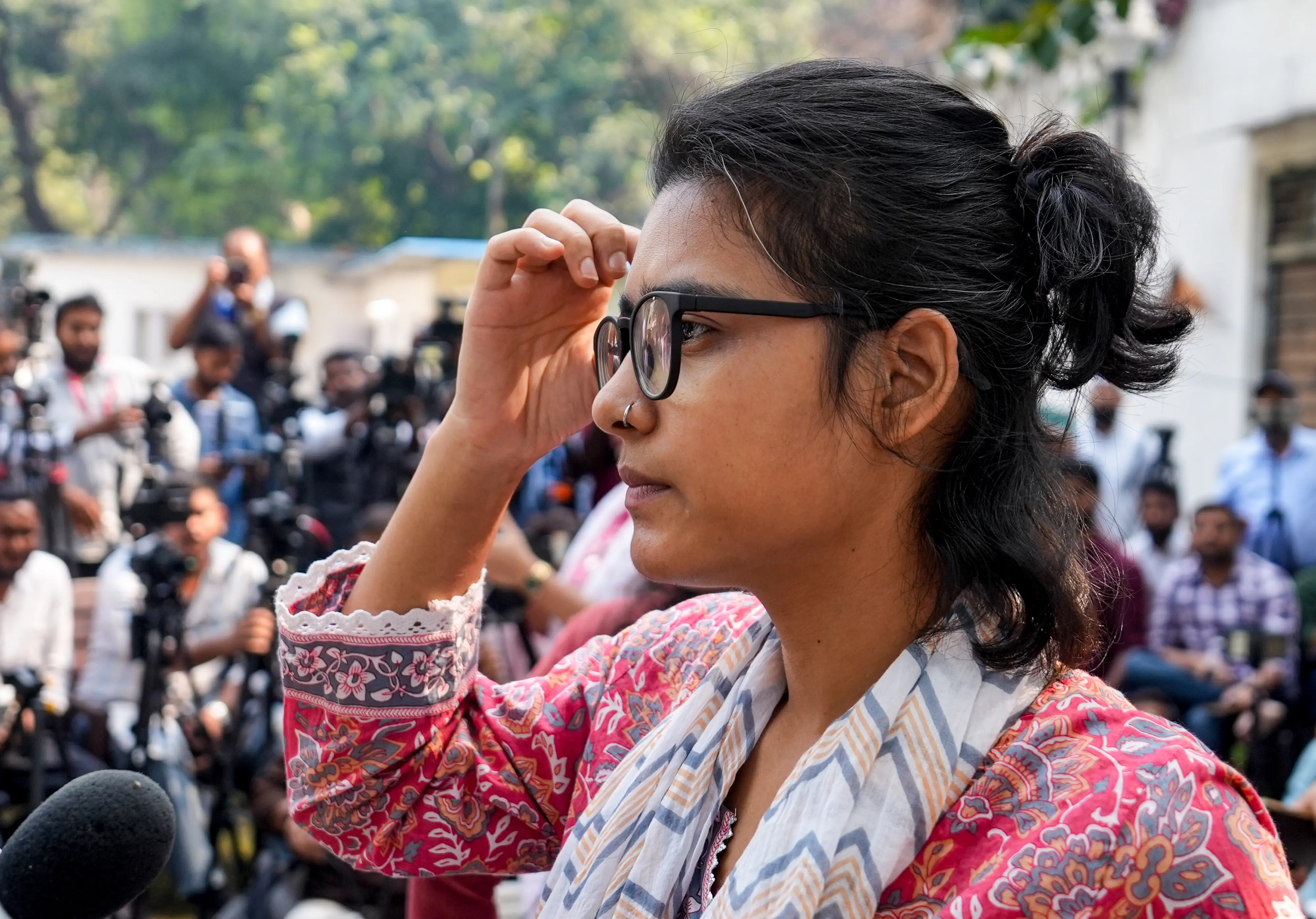 ന്യൂഡൽഹിയിലെ സിപിഐ (എംഎൽ) ലിബറേഷൻ പാർലമെന്ററി ഓഫീസിൽ നടന്ന വാർത്താസമ്മേളനത്തിന് ശേഷം ഓൾ ഇന്ത്യ സ്റ്റുഡന്റ്സ് അസോസിയേഷൻ (AISA) ദേശീയ പ്രസിഡന്റ് നേഹ ബോറ | PTI Photo/Salman Ali