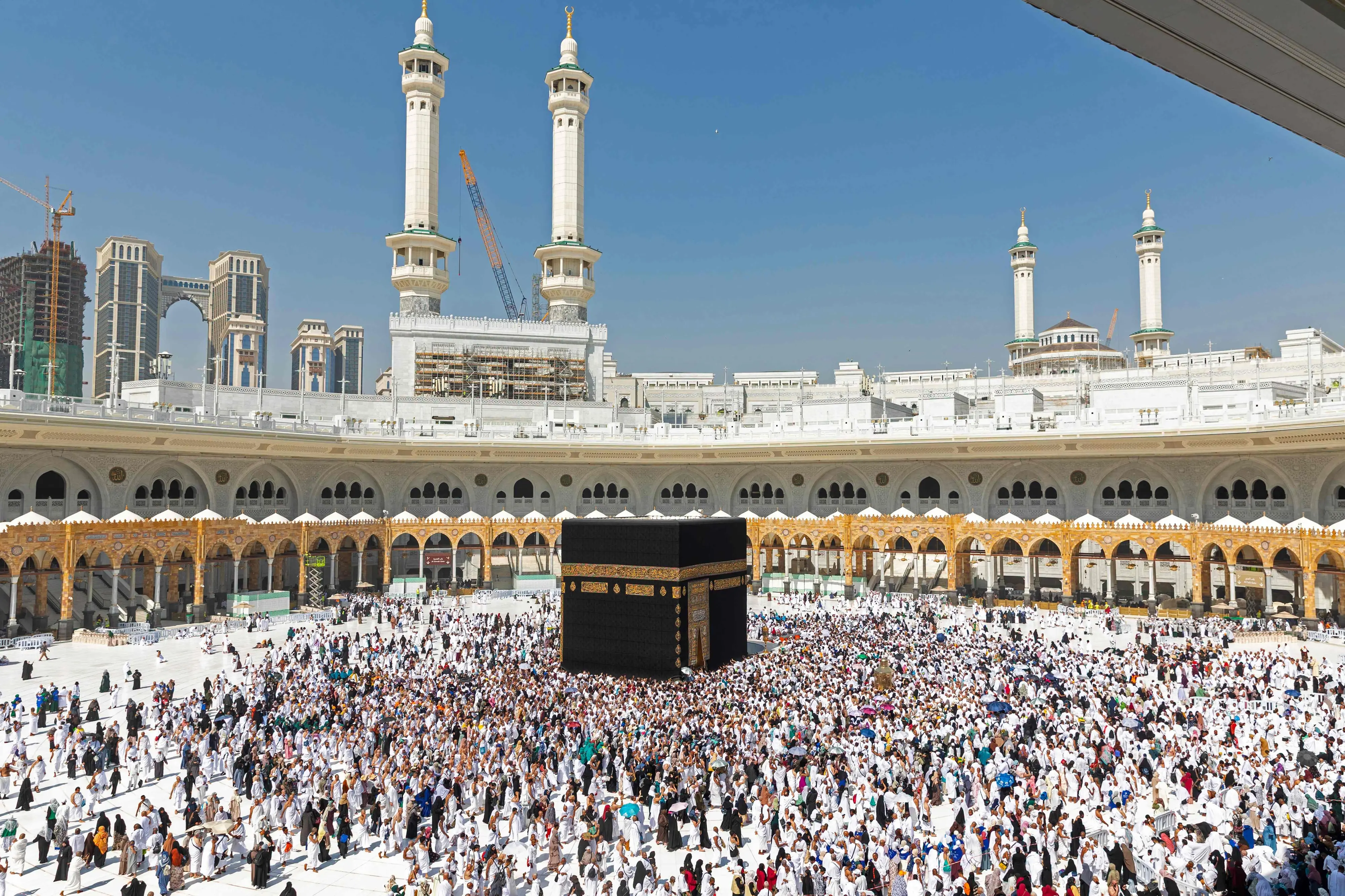 Muslim pilgrims perform Umrah around the Kaaba, Islam's holiest shrine, at the Grand Mosque complex in Saudi Arabia's holy city of Mecca on October 20, 2026. The Saudi civil defence agency said on October 24 that it responded to falling debris in the Mecca and Medina regions after intercepting two Houthi missiles. Yemen's Houthis denied targeting the cities, the two holiest in Islam, calling the Saudi claim a "huge lie".| Photo: PTI/AP