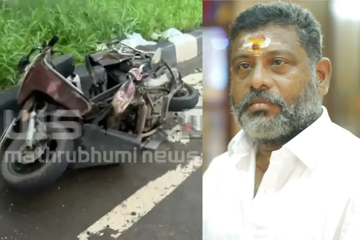 The scooter wreckage after the fatal accident that claimed the life of Jayapalakrishnan in Kochi.