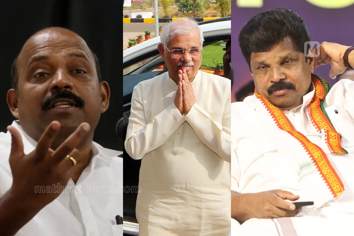എം. ലിജു, രാജേന്ദ്ര ആർലേക്കർ, എ.പി. അനിൽ കുമാർ | Photo: മാതൃഭൂമി