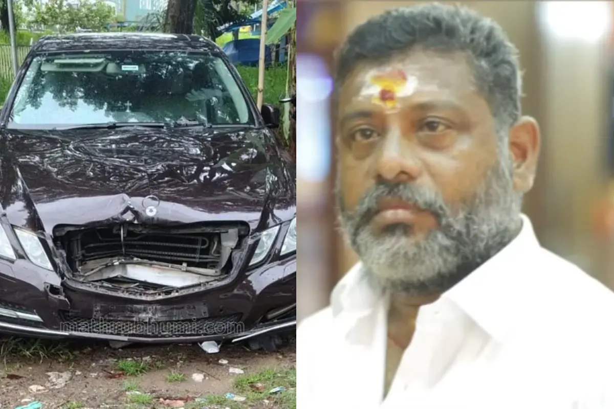 അപകടത്തിൽപ്പെട്ട കാർ, മരിച്ച ജയപാലകൃഷ്ണൻ | Photo: Screengrab/ Matrubhumi