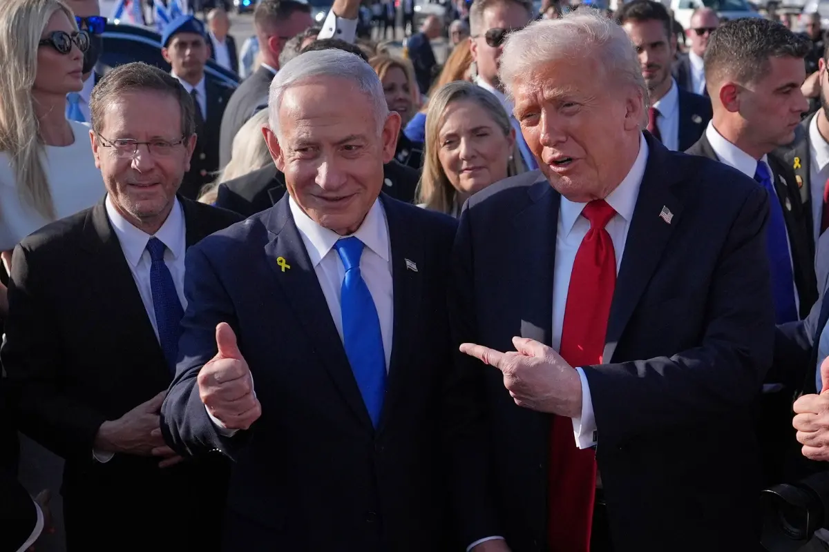 President Donald Trump poses for a photo with Israel's Prime Minister Benjamin Netanyahu near Tel Aviv. (AP/PTI)