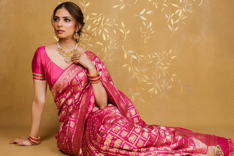 Malavika Mohanan wears an 18th-century-inspired Banarasi sari with intricate kadwa weaving | PICTURES