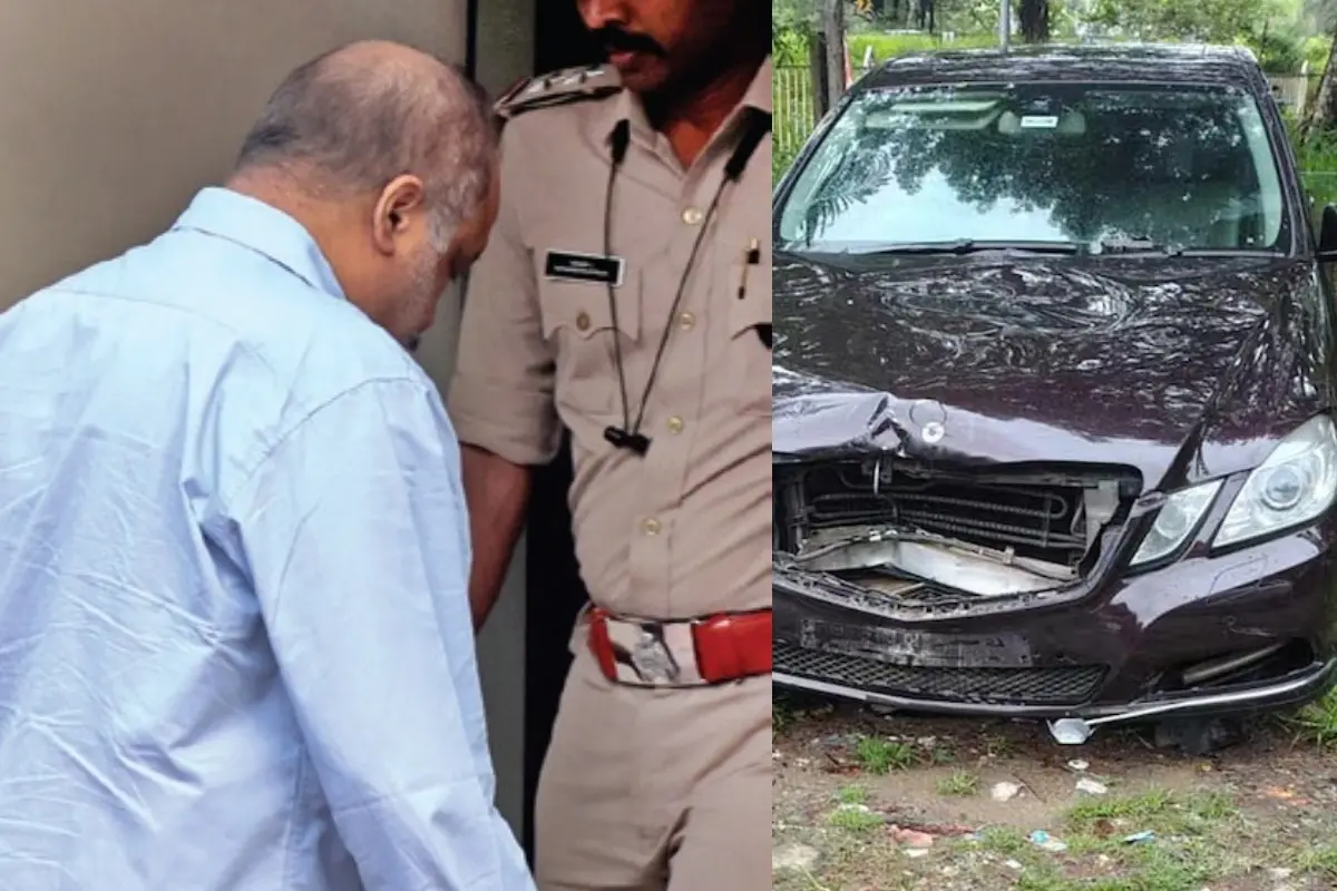 17-കാരന്റെ പിതാവായ ജഡ്ജി ചോദ്യം ചെയ്യലിനുശേഷം പുറത്തേക്കുവരുന്നു, അപകടത്തില്പ്പെട്ട വാഹനം
