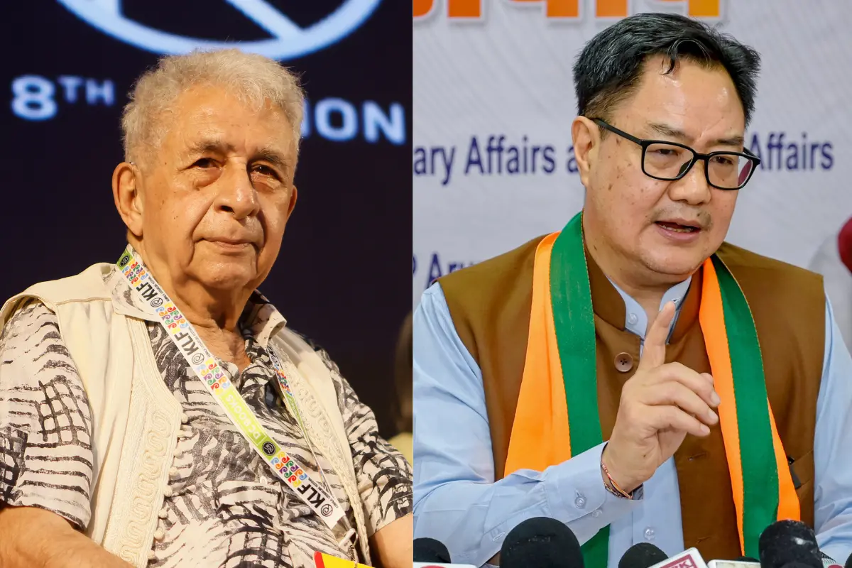 Bollywood actors Naseeruddin Shah and Union Parliamentary Affairs Minister Kiren Rijiju.| Photo: PTI