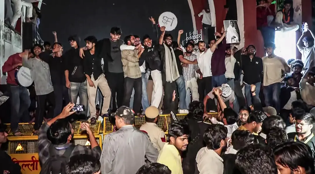 Students celebrate at Jamia Millia Islamia (JMI) University as JMI sets May 15, 2027, as the deadline for completing the approval and implementation of its students' union constitution, with elections to be held within six weeks of the commencement of the next academic session