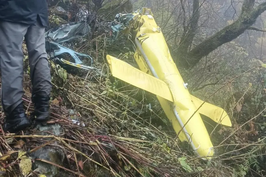 Civil helicopter operated by Trans Bharat Aviation crashed in the Hathi Parvat area of Chamoli district