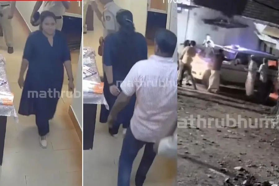 പോലീസ് ജീപ്പ് തടയൽ, സ്റ്റേഷനിലേക്ക് അതിക്രമിച്ചു കയറൽ; ആക്രമണം ശ്രീനാദേവി കുഞ്ഞമ്മയുടെ നേതൃത്വത്തിൽ, CCTV ദൃശ്യങ്ങൾ പുറത്ത്