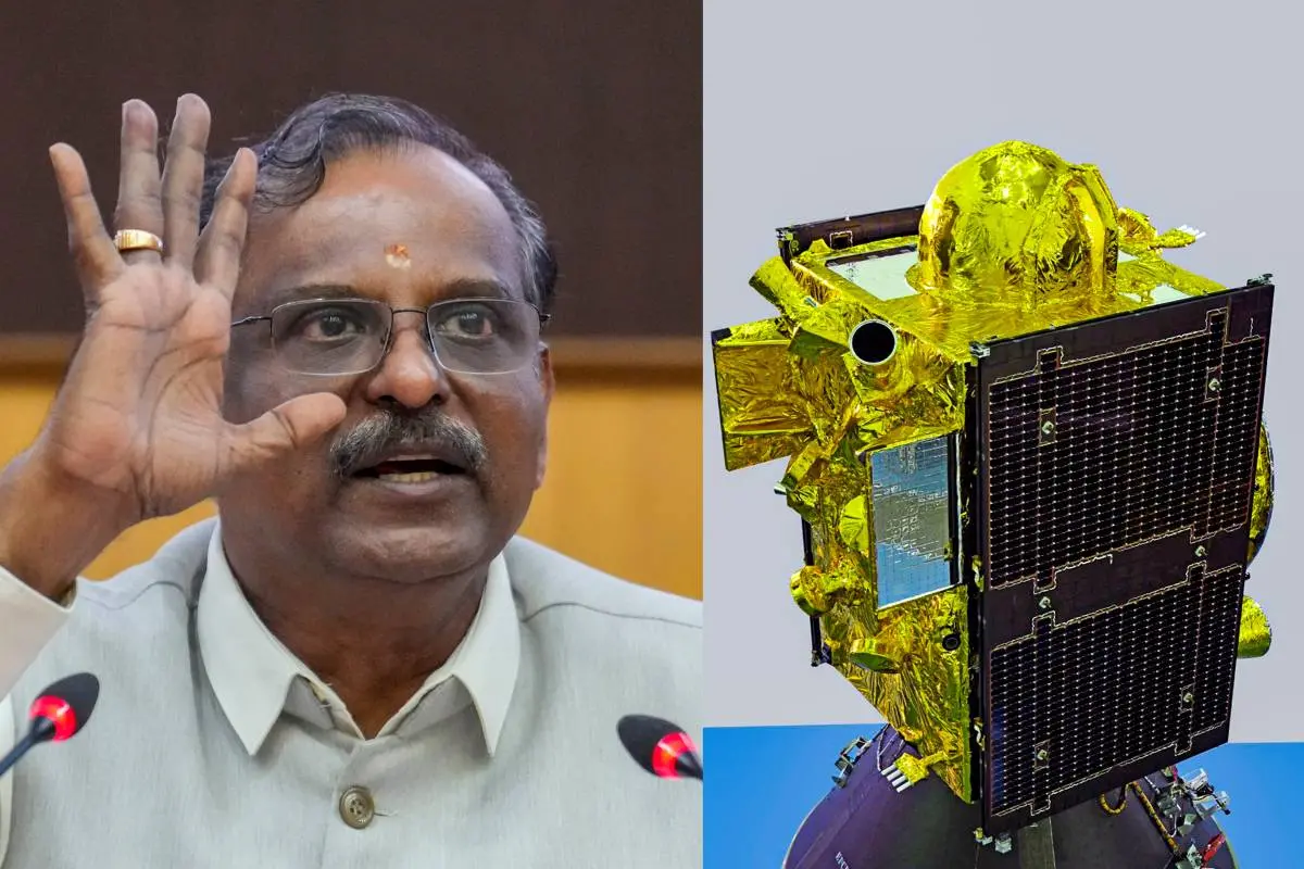 1. ഐഎസ്ആര്ഓ ചെയര്മാന് വി. നാരായണന് 2. എന്വിഎസ് -03 ഉപഗ്രഹം | Photo - ISRO, PTI