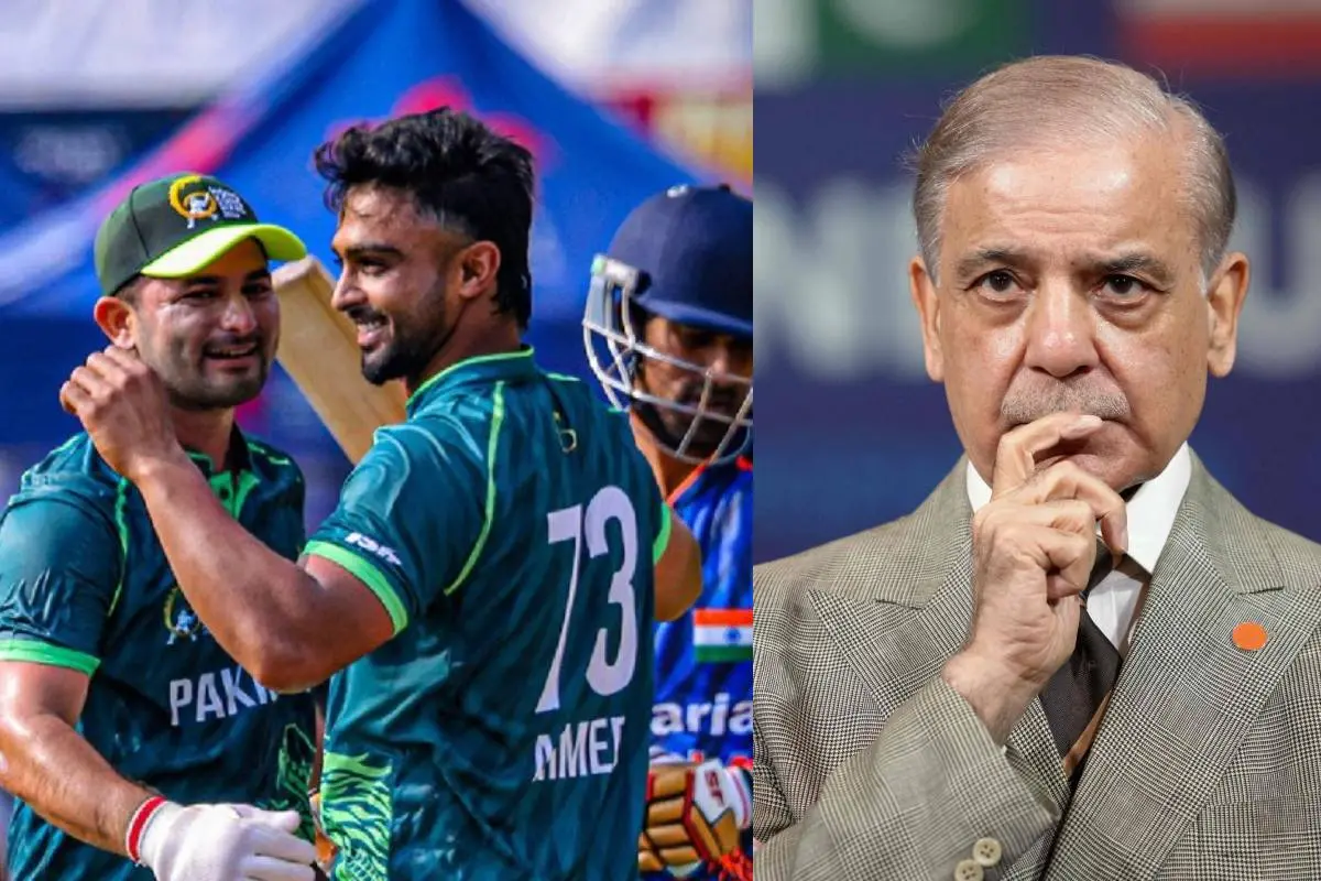 ഇന്ത്യ-പാകിസ്താന് മത്സരത്തില് നിന്ന്/ ഷഹബാസ് ഷെരീഫ് | Photo: X/ Hong Kong Cricket/ AFP